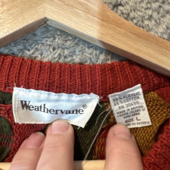 Vintage Weathervane 3D Knit Stripe Sweater L Large Men's Cosby Coogi Style - Picture 4 of 7